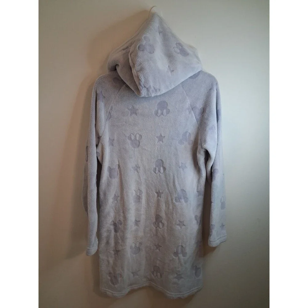 Disney Mickey Minnie Fleece Lounger Robe Large Sherpa Hoodie Blue Pullover